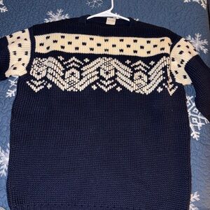 Bergland Wool Navy and Cream Women's Sweater